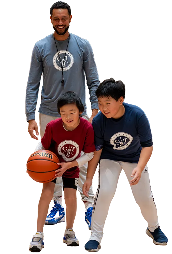 A boy playing basketball