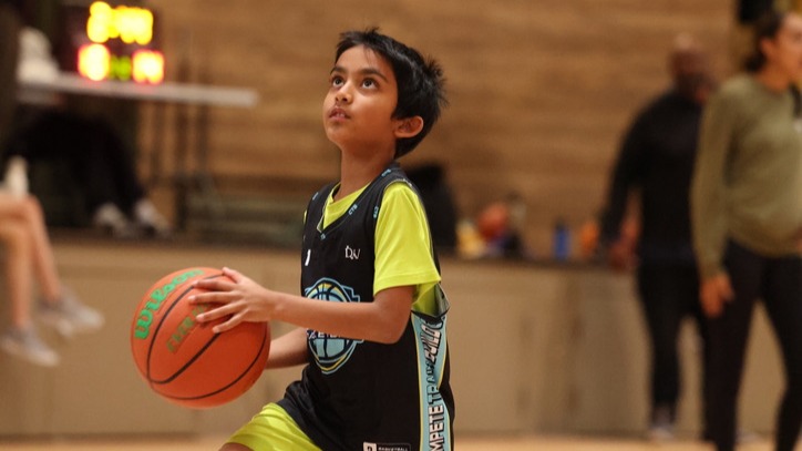 A basketball training session