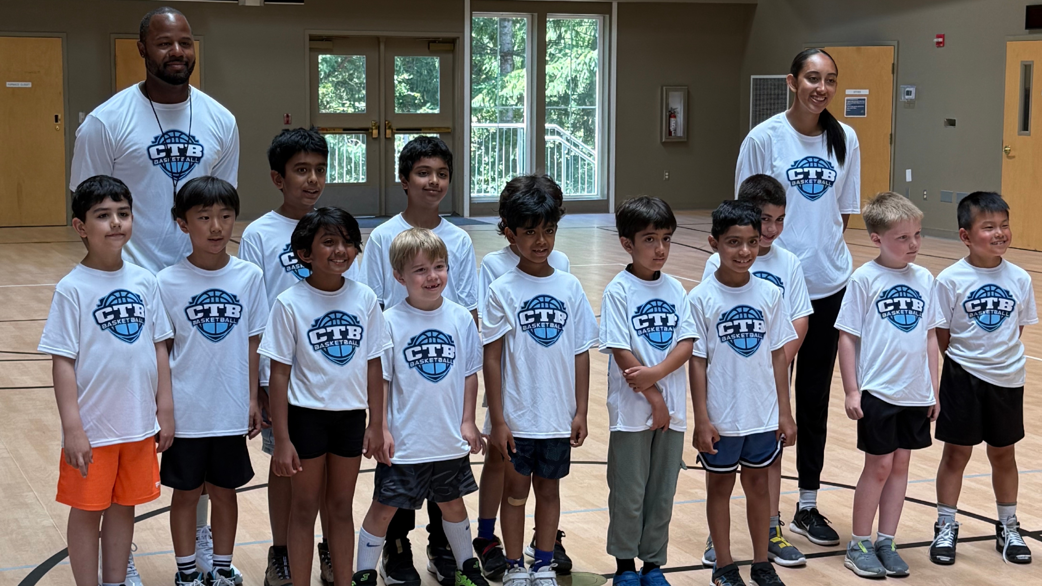 A group of young basketball players