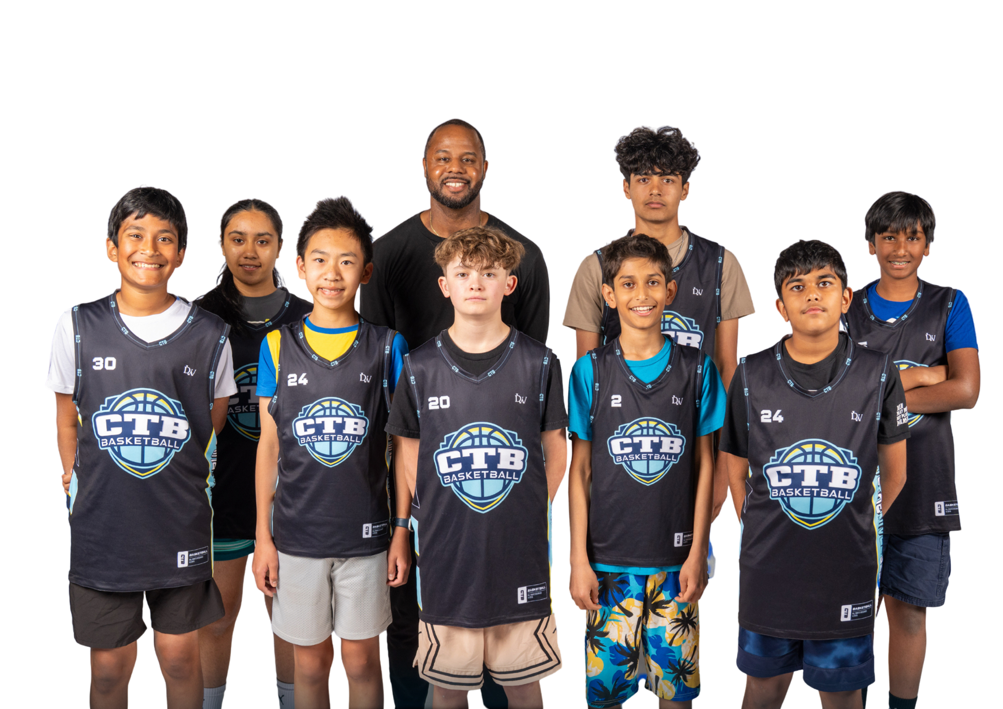 A team photo of CTB basketball players